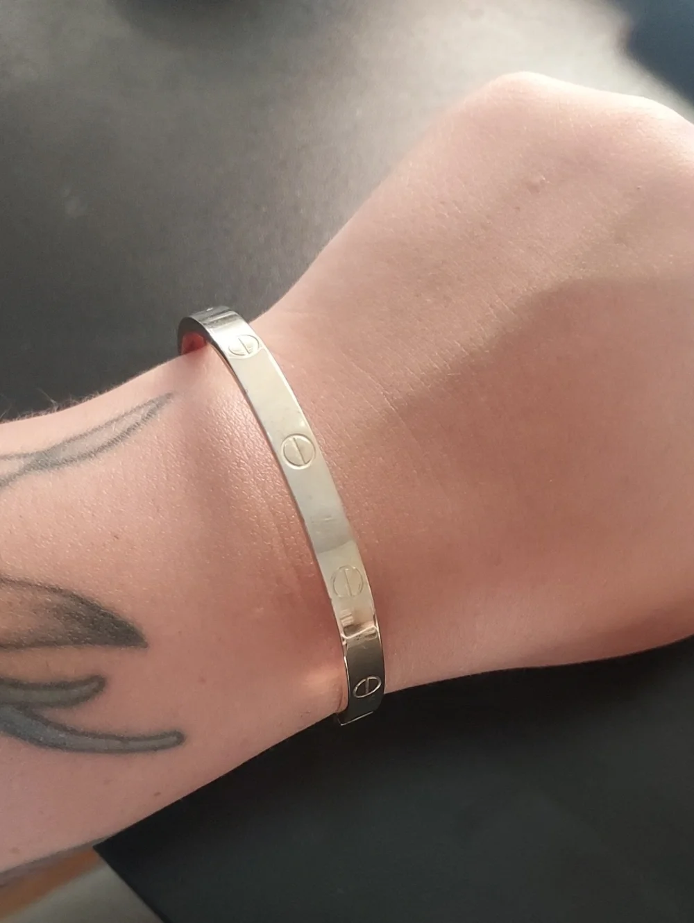 Gold Screw-Accent Cuff Bracelet